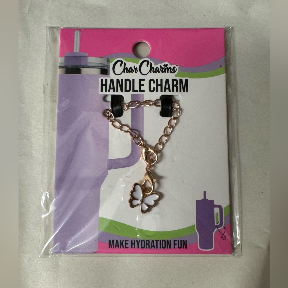 Char Charms Handle Charm Accessories Butterfly Gold & White
